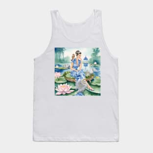 The Swan Lake, whimsical watercolor painting Tank Top